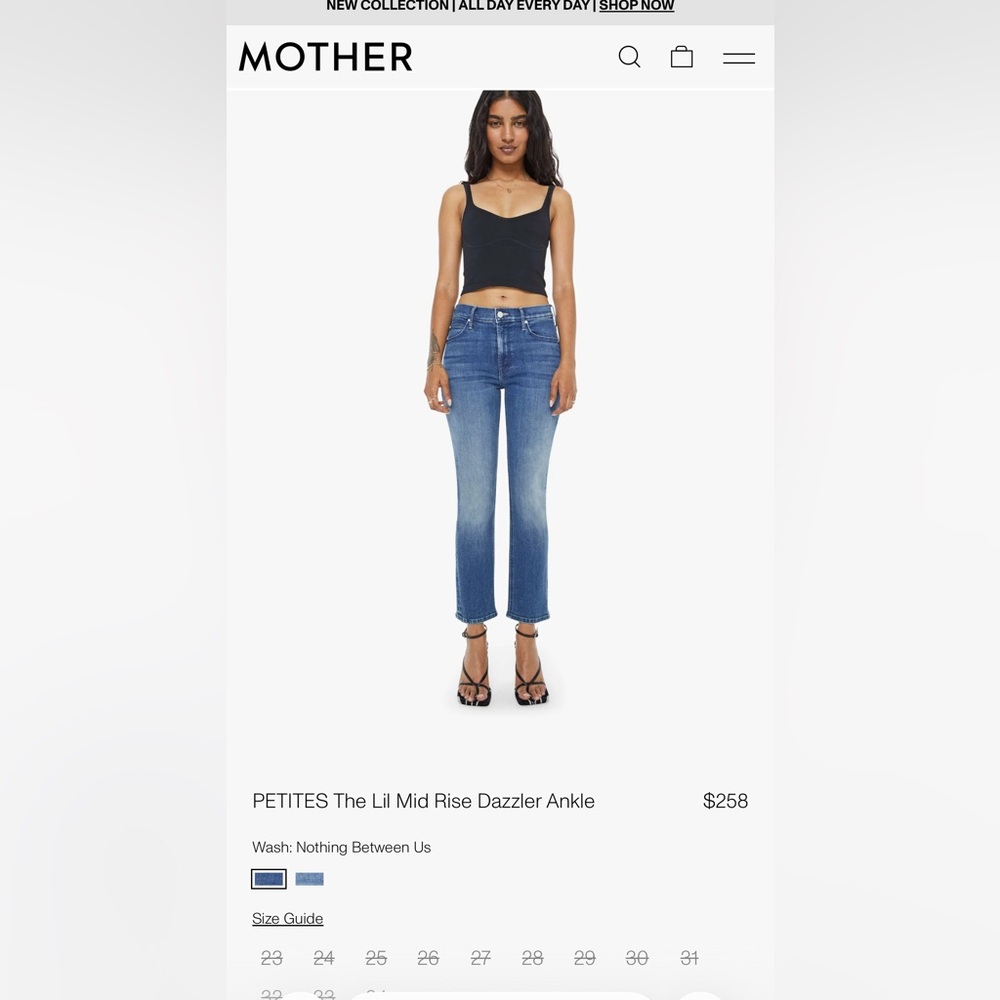 MOTHER Lil Mid Rise Dazzler Ankle Jean